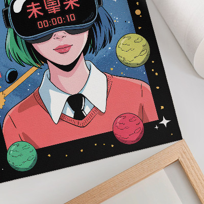Poster para cozinha Tema de mulher em realidade virtual no espaço moderno