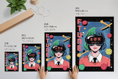 Poster para cozinha Tema de mulher em realidade virtual no espaço moderno