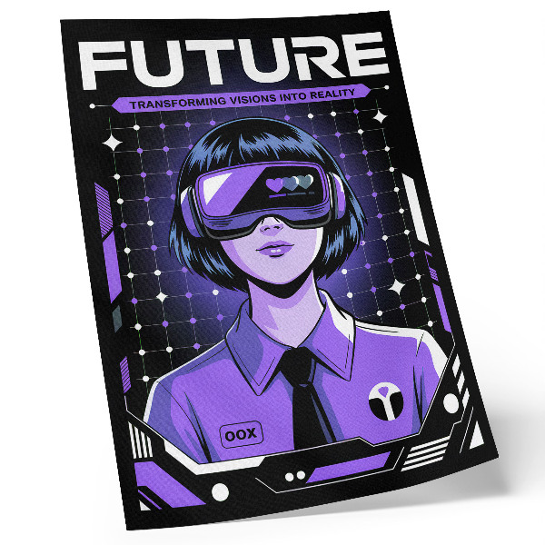 Poster decorativo Tema dinâmico roxo para tecnologia do futuro