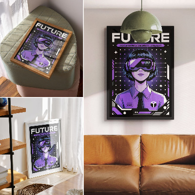 Poster decorativo Tema dinâmico roxo para tecnologia do futuro