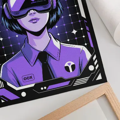 Poster decorativo com tema dinâmico roxo de tecnologia futurista