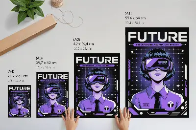 Poster decorativo com tema dinâmico roxo de tecnologia futurista