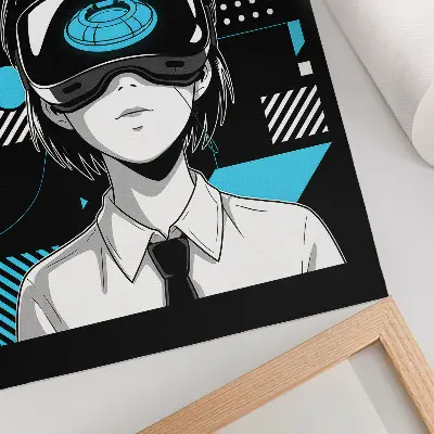 Impressão em tela personagem moderno com óculos de realidade virtual