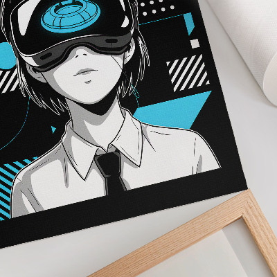 Impressão em tela Um personagem moderno em óculos de realidade virtual.