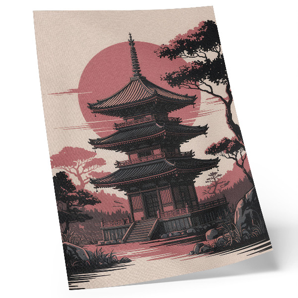 Arte de parede pagode oriental natureza árvores harmonia estética