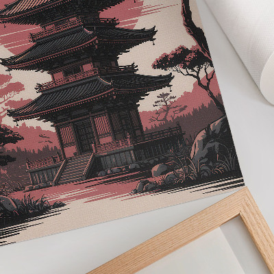 Arte de parede pagode oriental natureza árvores harmonia estética