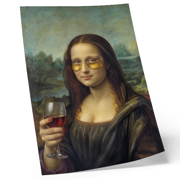 Arte de parede Óculos amarelos, vinho tinto, retrato renascentista