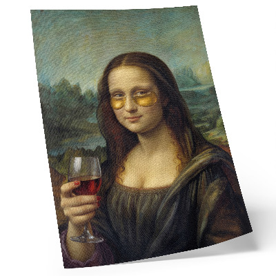 Arte de parede Óculos amarelos, vinho tinto, retrato renascentista