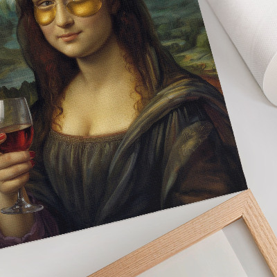 Arte de parede Óculos amarelos, vinho tinto, retrato renascentista
