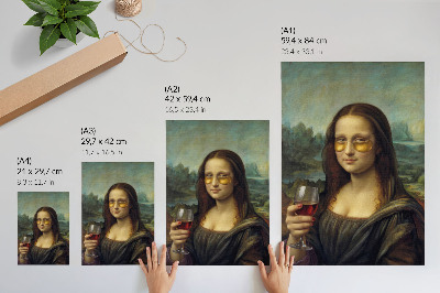 Arte de parede Óculos amarelos, vinho tinto, retrato renascentista