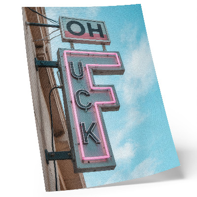 Poster para cozinha Letreiro de néon retrô, céu azul, cores intensas.