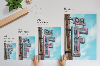 Poster para cozinha Letreiro de néon retrô, céu azul, cores intensas.