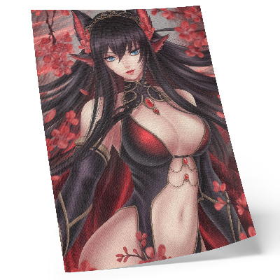 Poster para cozinha Beleza e elegância do anime, vermelho e preto dinâmicos.
