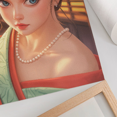 Impressão em tela Retrato de uma mulher em traje tradicional com pérolas.