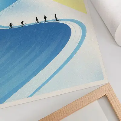 Impressão em tela cena minimalista com esquiadores e o céu