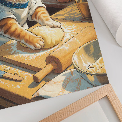 Poster decorativo Gato chef adorável rodeado por vasos de plantas.