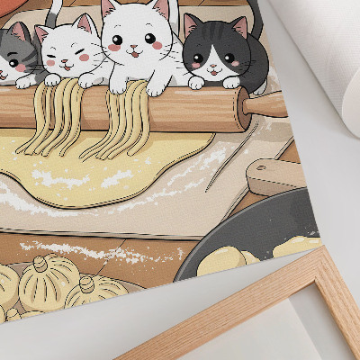 Poster decorativo Ilustração de gatinhos na cozinha em tons quentes