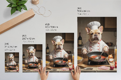Impressão em tela Buldogue na cozinha, estilo surreal e engraçado