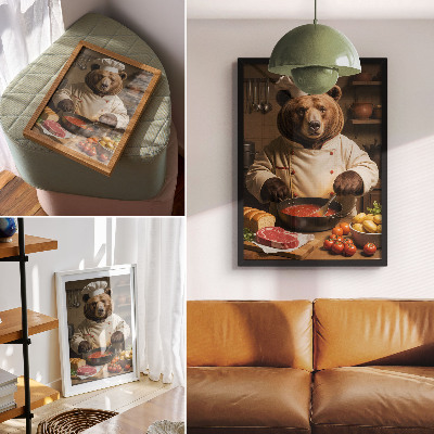 Arte de parede Urso cozinheiro cena de alma calorosa surrealismo calor