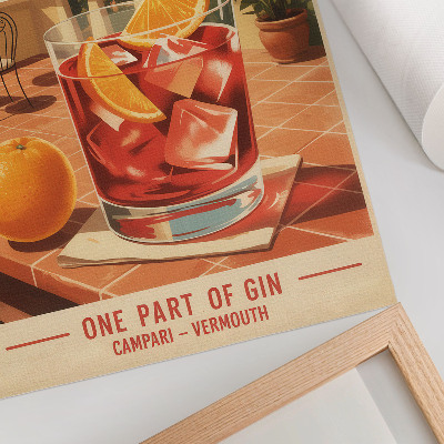 Poster decorativo Bebida de laranja no terraço, ambiente em estilo retrô.