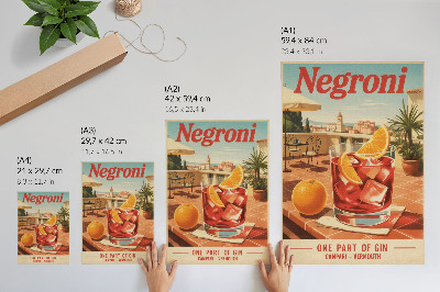 Poster decorativo Bebida de laranja no terraço, ambiente em estilo retrô.
