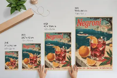 Impressão em tela com cores intensas, clima de férias, mar e tons de laranja