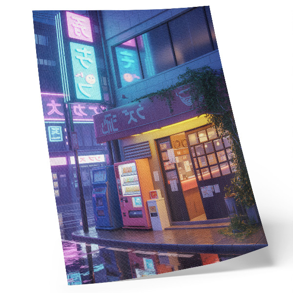 Poster para cozinha Chuva de néon, atmosfera atmosférica, luzes coloridas