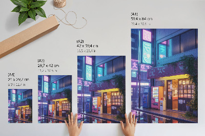 Poster para cozinha Chuva de néon, atmosfera atmosférica, luzes coloridas