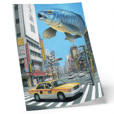 Poster decorativo Surrealismo urbano, peixes, rua moderna