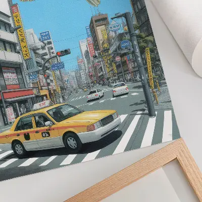 Poster decorativo surrealismo urbano com peixes em rua moderna