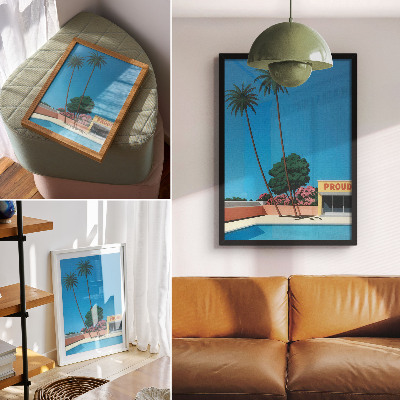 Poster decorativo Céu azul, palmeiras, piscina em estilo moderno