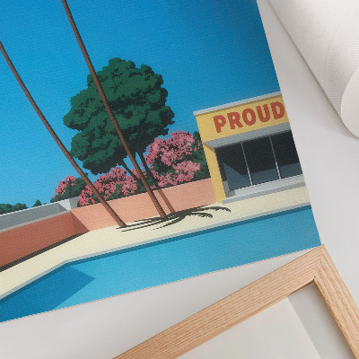 Poster decorativo Céu azul, palmeiras, piscina em estilo moderno