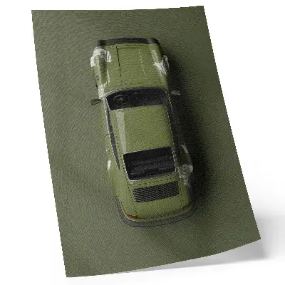 Impressão em tela carro verde em estilo minimalista