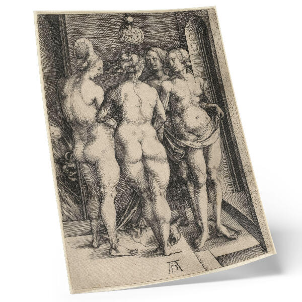 Poster decorativo Quatro Mulheres Nuas, de Albrecht Dürer