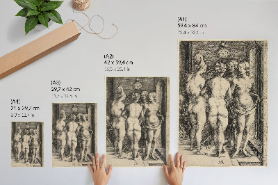 Poster decorativo Quatro Mulheres Nuas, de Albrecht Dürer