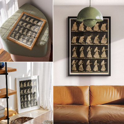 Poster decorativo Mulher Levantando uma Cesta e Acenando com um Lenço (c. 1887), de Eadweard Muybridge