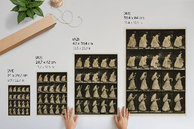 Poster decorativo Mulher Levantando uma Cesta e Acenando com um Lenço (c. 1887), de Eadweard Muybridge