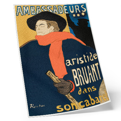 Impressão em tela Os Embaixadores de Aristide Bruant dans son cabaret 1892 impressão em alta resolução de Henri de Toulouse-Lautrec
