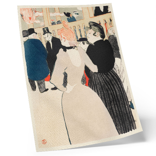 Poster decorativo No Moulin Rouge, La Goulue e sua irmã (1892), impressão de alta resolução de Henri de Toulouse-Lautrec