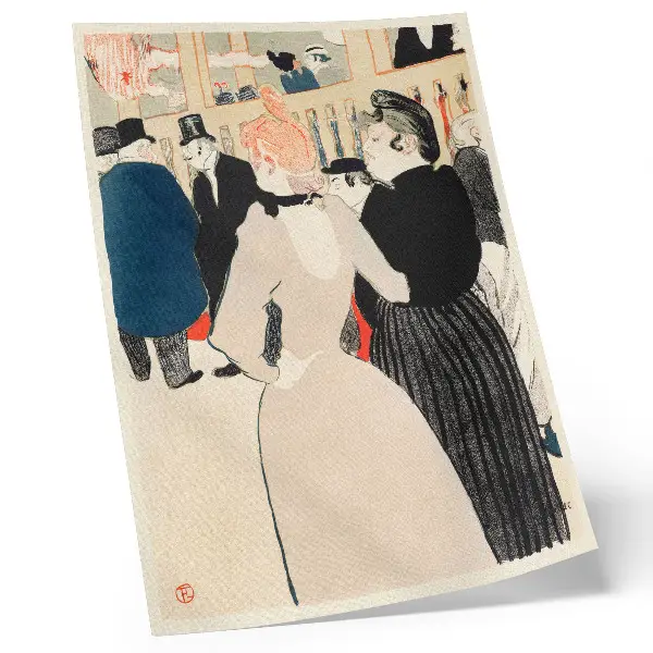 Poster decorativo obra No Moulin Rouge, La Goulue e sua irmã (1892) de Henri de Toulouse-Lautrec em impressão de alta resolução