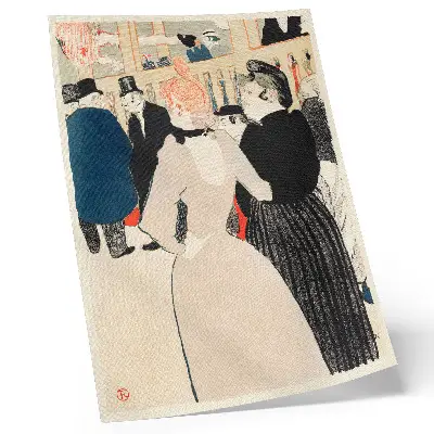 Poster decorativo obra No Moulin Rouge, La Goulue e sua irmã (1892) de Henri de Toulouse-Lautrec em impressão de alta resolução