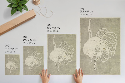 Poster para cozinha Crânio de Hokusai com costelas e uma caixa torácica macabra. Pintura original em domínio público do Rijksmuseum.