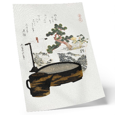 Poster decorativo Mesa de chá de Katsushiki Hokusai (1822) – impressão em xilogravura japonesa vintage