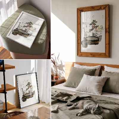 Poster decorativo Mesa de chá de Katsushiki Hokusai (1822) – impressão em xilogravura japonesa vintage