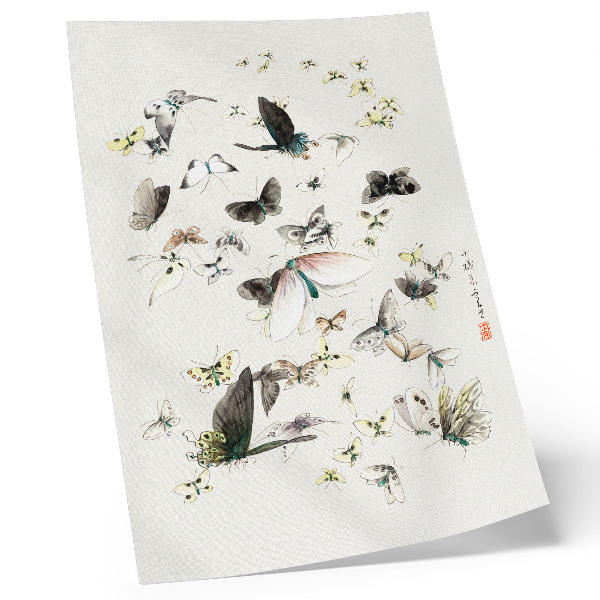 Poster para cozinha Borboletas e Mariposas de Hokusai (1830-1850)