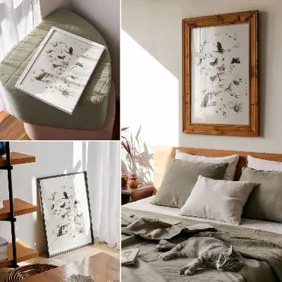 Poster para cozinha estampa Borboletas e Mariposas de Hokusai (1830-1850)