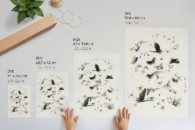 Poster para cozinha Borboletas e Mariposas de Hokusai (1830-1850)