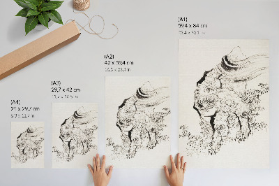 Poster decorativo O Tigre Japonês de Hokusai, Álbum de Esboços (1760-1849)