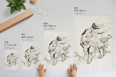 Poster decorativo O Tigre Japonês de Hokusai do álbum de esboços de 1760 a 1849