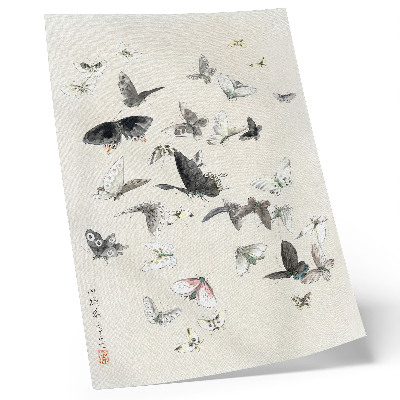 Impressão em tela Borboletas e Mariposas de Hokusai